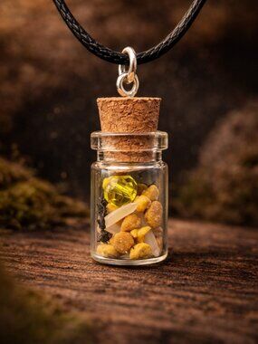 Spell Jar Necklace, Witchy Crystal Vial Pendant, Gothic Mystic Jewelry Gift